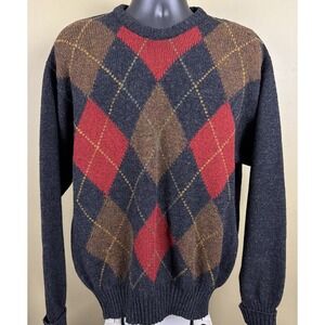 Christopher Hayes 100% Shetland Wool Argyle Sweater Made In Ireland Men's Large